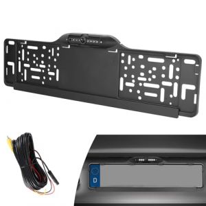 CAMECHO Caméra de recul Plaque d'immatriculation pour Véhicules EU Automobile avec Mode Jour et Nuit, Full Couleur, Lumière Blanche LED, 720P/1080P/CVBS, Résistant aux intempéries & Facile à installer (Icamecho, neuf)