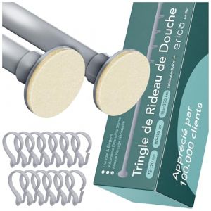 Erica Tringle de Rideau de Douche pour Salle de Bain 160-250cm, Pole &agrave; Rideau de Douche en M&eacute;tal pour Boutique de V&ecirc;tements, Lieu Priv&eacute;, Gris mat (Ericsindustrier, neuf)