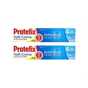 Lot de 2 tubes de crème adhésive PROTEFIX pour les 3 dents - 47 g - Extra forte - Avec adhérence humide. (Drogerie Arena, neuf)