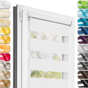 Estika Store Enrouleur Jour Nuit sans perçage - Blanc - 45 x 220 cm - Store à enroulement, Double Tissu, pour fenêtres intérieures, Protection Contre Le Soleil (Estika, neuf)