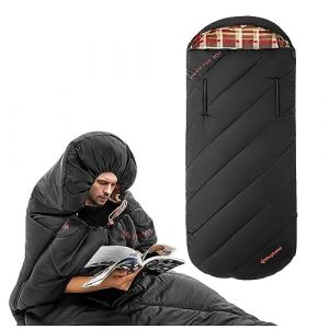 KingCamp Sac de Couchage Adulte Enfant en Flanelle avec Fermeture éclair pour Bras et Pieds Sac de Couchage Camping 3-4 Saisons Chaud Portable Grand Froid pour Camping Randonnée Voyages Extérieur (KingCamp EU, neuf)