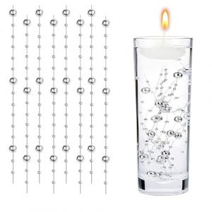 KHDULQ 18 Pièces Perles d'eau argent Bougies Flottantes Perle d'eau Bougie Flottante pour Vases Remplisseurs de Bouteilles d'eau, Mariages, Décorations de Centres de Table (1.2M) (XINDONGLI, neuf)