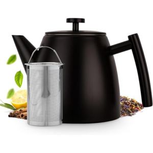 Vaja Trends Th&eacute;i&egrave;re, 1L Noire Mat &agrave; Double Paroi en Acier Inoxydable Th&eacute;i&egrave;re avec Infuseur et R&eacute;chaud, Machine &agrave; Th&eacute; (Qualita 2021, neuf)