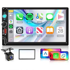 Hodozzy 2 Din Autoradio avec sans Fil Carplay Android Auto, HD Écran Tactile 7 Pouces Bluetooth 2 Din Radio Voiture avec Radio FM, Autoradio Mirror Link avec USB/AUX/TF/Type-C/Lecture Vidéo et Caméra (Hodozzy Direct, neuf)