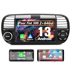 AWESAFE Autoradio Android 13 Compatible avec Fiat 500(2007-2015) [2Go+64Go] 7 Pouces avec Carplay Android Auto GPS WiFi DSP FM Commande au Volant/Bluetooth/Aide au Stationnement (ADAMOSALVATORE, neuf)