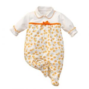 WYTbaby B&eacute;b&eacute; Fille Grenouill&egrave;re Strampler Pyjama Coton Pyjama Manches Longues Body, Orange, 0-3 mois (WYTbaby-EU, neuf)
