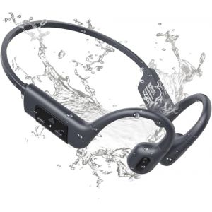 MONODEAL Casque Conduction Osseuse Natation, Ecouteur Waterproof Natation Bluetooth 5.3 IP68 MP3 Etanche Natation 32GB,Ecouteurs sans Fil Sport Ecouteur Piscine, Natation,Surf, la Course Pied (Msong Tech, neuf)