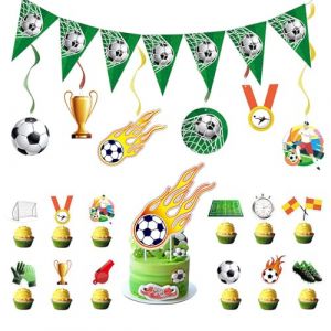 LDBKLGHJ decoration gateau anniversaire, anniversaire foot, 20 Pièces Décorations Football Figurines Anniversaire Football Garcon Gâteau Décoration, decoration anniversaire foot (DBGH, neuf)