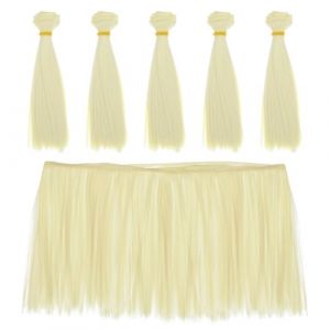 MUCKLILY Lot De 5 Perruques De Poup&eacute;e Soi-m&ecirc;me Cheveux Raides 15 Cm Kaki Fonc&eacute; Pour Poup&eacute;es Gar&ccedil;on Et Filles Usage Domestique (Senike, neuf)