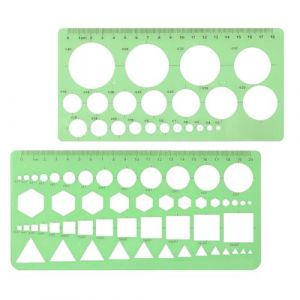 Normographe Geographie,2 Pi&egrave;ces Normographe pour Croquis et Sch&eacute;mas Regle Pochoir Gabarit Cercle Pochoir Geometrique pour Studio Artistique ou Dessin et Dessin Personnel (YanRongGuan, neuf)