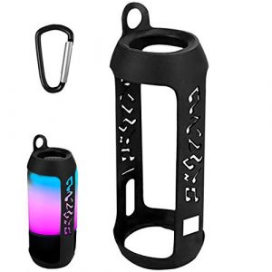 Linkidea Housse de haut-parleur en silicone compatible avec haut-parleur sans fil JBL Pulse 3 &eacute;tanche IPX7, housse de protection douce pour le transport avec crochet porte-cl&eacute;s (noir) (LinkideaEU, neuf)