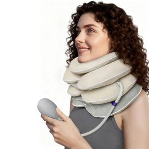 KOSLEOW Cervicale Gonflable, Collier Cervical R&eacute;glable avec Syst&egrave;me de Support Menton, Dispositif de Traction Cervicale D&eacute;compressive pour Soulagement Douleur Cou et Nuque,Tissu Respirant (KOSLEOW, neuf)