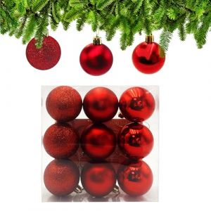 Xcdhemde Lot de 9 Boule de Noel Rouge pour Sapin de No&euml;l &Oslash; 6cm, Boules de Noel en Plastique, Decoration No&euml;l Sapin avec Cordon de Suspension, pour D&eacute;coration de F&ecirc;te Mariage Anniversaire (TODORO INTERNATIONAL, neuf)