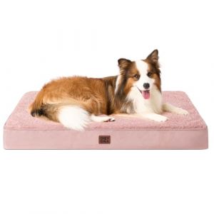 EHEYCIGA Panier Chien XL Orthopedique, Coussin Chien Dehoussable Lit pour Chien Lavable, Tapis Epais pour Chien Grande Taille, Matelas Chiens, Gris Rose, 104x69x9cm (EHEYCIGA EU, neuf)
