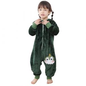 TMEOG Gigoteuse a Pied Tog 2 Hiver Surpyjama Bebe Turbulette avec Pied Combinaison Pyjama Polaire Enfant Pilou Pilou Grenouillere Manches Longues Dors Bien pour Garçon Fille 1-6 Ans(Vert foncé,110) (YuShengEU, neuf)