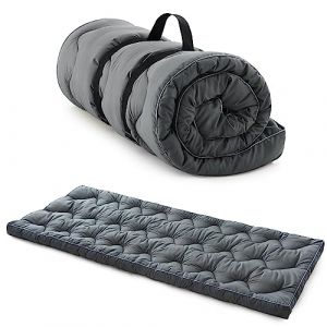 Jamdok Tapis de couchage épais pour lit de camp (190 x 75 cm), lit matelassé pour le camping, matelas de sol, portable, gris (Jamdok-EU, neuf)