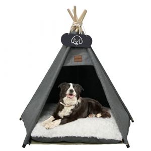 Mooipet Tipi Tente pour animaux de compagnie avec coussin double face - Tente pour chien/chat - Amovible et lavable - Pour cochon d'Inde, lapin, hamster, chaton - 50 x 50 x 60 cm (Kaerku, neuf)