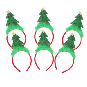 Baluue 6 Pièces -tête sapin de Noël bandeau d'arbre de Noël bandeau pour femme bandeau noel deguisement noel décorations de Noël bandeaux de pour femmes en tissu (Fortune Luck, neuf)