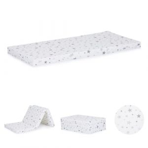 Chipolino Matelas lit b&eacute;b&eacute; Stars pliable housse lavable taille 120 x 60 x 6 cm, coloris:blanc (Babyshoppen, neuf)
