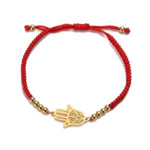 EUEAVAN Bracelet Hamsa Main de Fatma Bracelet Ajustable Bracelets de Couple en Perles Amulette Main de Fatma Kabbalistique Bijoux en Corde Tress&eacute;e Porte-Bonheur en Fil Rouge, M, Acier inoxydable, Pas (EUEAVAN, neuf)