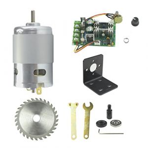 CONQUERALL Moteur CC 895 12V 9000RPM/24V 18000RPM Moteur CC haute puissance avec tige de connexion M10-5, lame de scie et contr&ocirc;leur de vitesse 20A (EASFFY, neuf)