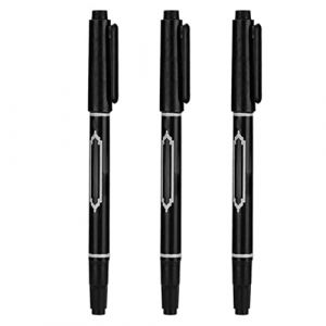 Tattoo Marker Pen 3pcs Skin étanche Marque de marquage crayon Fine Point Body Ink Ink Encre Double Head Tattoo Marker Pen - Easy to Color - Black (haorongyue, neuf)