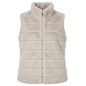 Van Der Rich ® - Manteau Col Debout Sans Manches en fausse Fourrure Gilet Court Deux Poches Latérales - Femme (Beige) (PZ Diffusion, neuf)