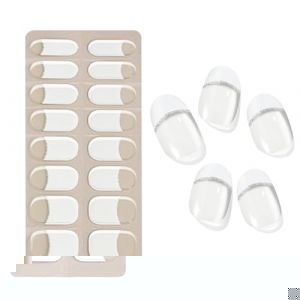 Ongles En Gel Semi-durci,Ongles Autocollants Adhesif,French Nude Blanc Faux Ongle Autocollant Semi Durci UV,Autocollant Ongle Gel, Pour Ongles UV/LED Lamp Required Bandes De Vernis &Agrave; Ongles En Gel (moxica, neuf)