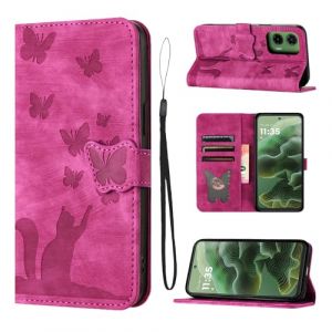 LSPCASA Housse Protection pour Motorola Moto G35 5G 6.72 Pouces Matériau en Cuir PU Coque Moto G35 avec Fentes pour Cartes Housse Moto G35 Rose (SINGGEADA, neuf)