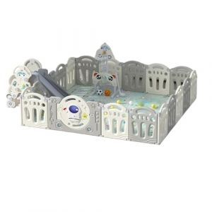 Prokoke Grand Parc Bebe Modulable avec Tapis, Parc Pliable pour Nourrissons Int&eacute;rieur Ext&eacute;rieur, Centre d'activit&eacute;s pour Enfants Aire de Jeux avec &Eacute;ponge Anti-collision (Y 12+2 Combo) (Ziliang, neuf)