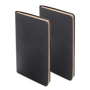 WETLOTE A6 Carnet de poche, journal &agrave; couverture souple, carnet &agrave; lignes droites &ndash; lot de 2, 58 pages 55 g/m&sup2; lign&eacute;es pour le bureau, l'&eacute;cole et les voyages - 8 x 14 cm (double noir) (WETLOTE Direct, neuf)