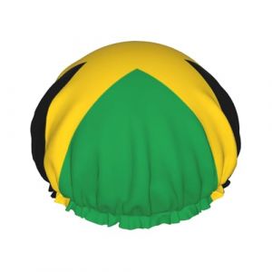 Bonnet de douche réutilisable drapeau de la Jamaïque pour femmes, double couche imperméable à l'eau, un must pour les soins capillaires (JANGHW12, neuf)