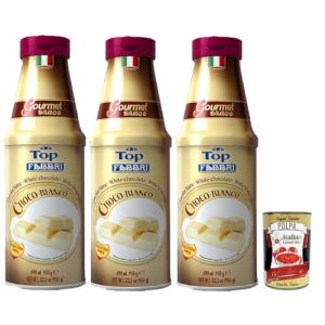 Fabbri Lot de 3 sauces pour garnitures Cioccolato Bianco, chocolat blanc pour glace, desserts et caf&eacute; - 3 x 950 g - Sans gluten - Sauce pr&ecirc;te &agrave; l'emploi + Italian Gourmet polpa 400 g (Italiaen Gourmet UK Ltd, neuf)