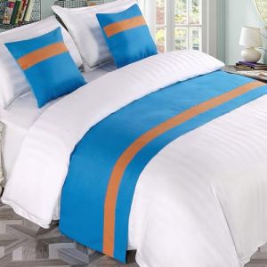 QRGMKL Chemin de lit de Couleur Contrastante et Coussins Assortis, Tapis d&rsquo;&eacute;charpe de lit Doux sans d&eacute;coloration Couvre-lit Durable de Luxe-Royal Blue||260X50cm for 2m Bed (Bed Runner, neuf)