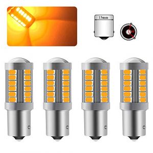 4 X 1156BAU15S PY21W LED Ampoule Ambre Jaune Super Bright Ampoule 6000K 5630 33 SMD Voiture Avant et Arrière Clignotant 12-30V (Caiwanbing, neuf)