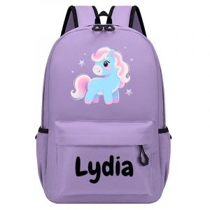 Sac &agrave; Dos Personnalis&eacute; Pour Enfants, Sac Enfant Hydrofuge Avec Nom Et Motif, Dinosaure Sac Dos Pour Maternelleet & Primaire, Petit Sac &agrave; Dos Bebe Ergonomique Pour Filles Et Gar&ccedil;ons 36cm &times; 26cm, Violet (Zolyn Personalized Studio, neuf)
