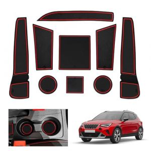 GAFAT Seat Arona/Seat Ibiza 6F KJ1 Facelift 2017-2024 2025 Tapis Antidérapants, Arona 2025 Tapis en Caoutchouc Antidérapant pour Console Centrale, Seat Arona Accessoires (Rouge) (GAFAT(EU), neuf)