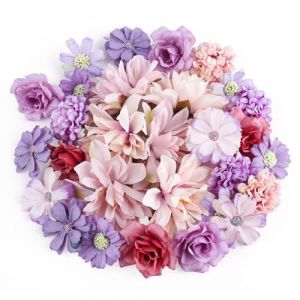 zhufubao 30 Pcs Fleur Artificielle, 7 Fleur Artificielle Deco Bricolage, Fleurs Artificielles 4,5 &agrave; 8 Cm, Fleurs en Soie pour Le Bricolage DIY, Le Scrapbooking, Les Mariages, D&eacute;coration Int&eacute;rieure (zhufubao, neuf)