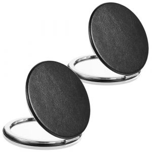 WLLHYF Lot de 2 petits miroirs compacts pour sac &agrave; main, double face, grossissant x1/2x, miroir de poche de maquillage, noir, &eacute;l&eacute;gant miroir de voyage pliable pour homme, femme, fille, sac &agrave; main (chuhua, neuf)