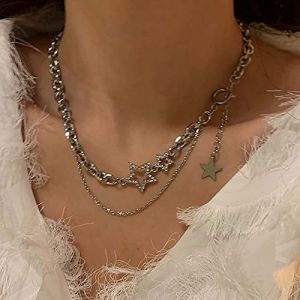 Atentuyi Collier Ras De Cou Boho Avec Étoile En Cz Collier Étoile Creuse En Argent Collier Pendentif Étoile Minuscule Collier Chaîne À Double Maillons Collier Bijoux Pour Femmes Et Adolescentes (Atentuyi, neuf)