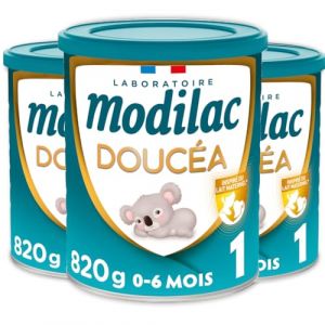 Modilac - Lait Infantile en Poudre Doucéa 1 - Convient en Relais de l'Allaitement Maternel - Fabriqué en France, Sans Huile de Palme - 1er Age, De 0 à 6 Mois - Lot de 3x820g (La Famille à Table! - LFàT!, neuf)