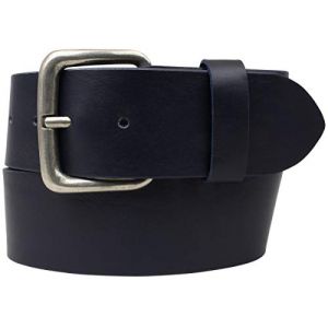 BELTINGER Ceinture en cuir de vachette pleine fleur 5 cm | Ceinture en cuir pour homme 50 mm | Large ceinture pour homme en cuir v&eacute;ritable, Bleu marine, argent vieilli., 125 cm (Gesamtl&auml;nge 140 cm) (BELTINGER, neuf)