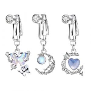 Piercing Nombril Titane Élégant - Cœur Simple Diamant, Perle Unique, Papillon Simple Diamant - Piercing Nombril Anneau Stylet - Faux Piercing Nombril Idéal pour Cadeau (wuhanshichenlingyanshangmaoyouxiangongsi, neuf)