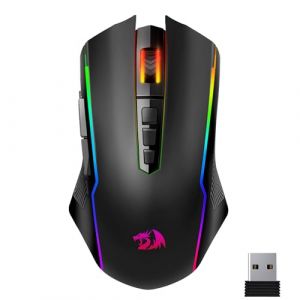 Redragon M914P Souris Gamer sans Fil,RVB Tri-Mode 2.4 G/USB-C/Bluetooth,12000 PPP,9 Boutons Programmable avec Bouton de Feu,70 Heures Rechargeable,Souris Gaming de Jeu pour PC/Mac - Noir (Rose Fabric, neuf)