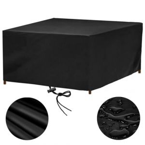 rngcpto Housse Table de Jardin 140x140 Housse Salon de Jardin Exterieur Impermeable 140x140x85cm Housses pour Mobilier de Jardin Housse de Protection Salon de Jardin Bache Table Exterieur, Noir (Uniqueplace, neuf)