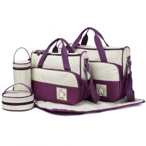 Sacs à Langer Bandoulière 5 pcs Bébé Ensemble de Sacs à Langer en Bandoulière Sac Bébé avec Matelas à Langer - Porte Biberon Isotherme Maternité Ensemble de Sac (Violet) (Alex Shen, neuf)