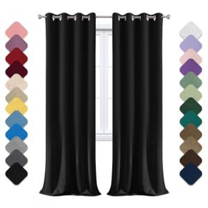 Rideau Occultant Thermique à Œillets - 160x220cm (LxH) - Opaque, Anti-Bruit pour Fenêtre, Dressing, Chambre, Salon, Balcon - Noir (Xiangchengshiyansuoshangmaoyouxiangongsi, neuf)