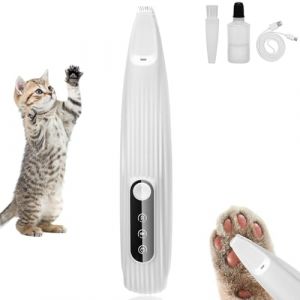 Tondeuse &agrave; pattes pour chien avec &eacute;cran LED, silencieuse, avec lumi&egrave;re LED, rechargeable par USB, pour chiens, chats, pattes, yeux, oreilles, visage (blanc) (Kaishanni Store, neuf)