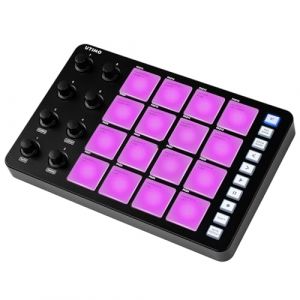 Nimomo UTIMO Contr&ocirc;leur MIDI Pad, SMC-Pad MIDI, Drum Pad 16 Touches RGB R&eacute;tro&eacute;clair&eacute; Clavier Musique Electronique Faible Latence Connexion Bluetooth Batterie Int&eacute;gr&eacute;e Noir (Nimoa, neuf)
