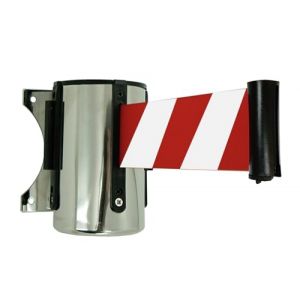 Enrouleur mural int&eacute;rieur &agrave; fixer - sangle 3m rouge/blanche (SAMKRAFT, neuf)